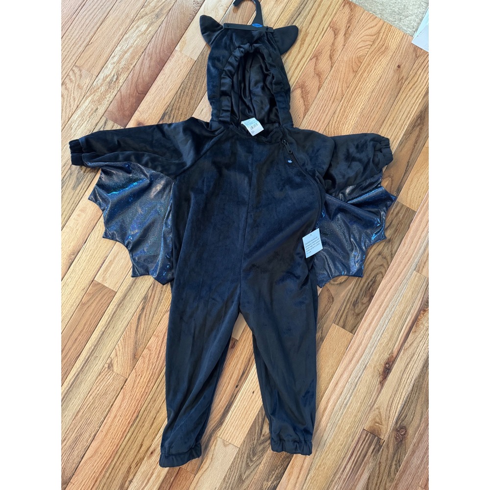 Toddler Bat Halloween Costume Black Velvet Iridescent Wings 18-24M NEW